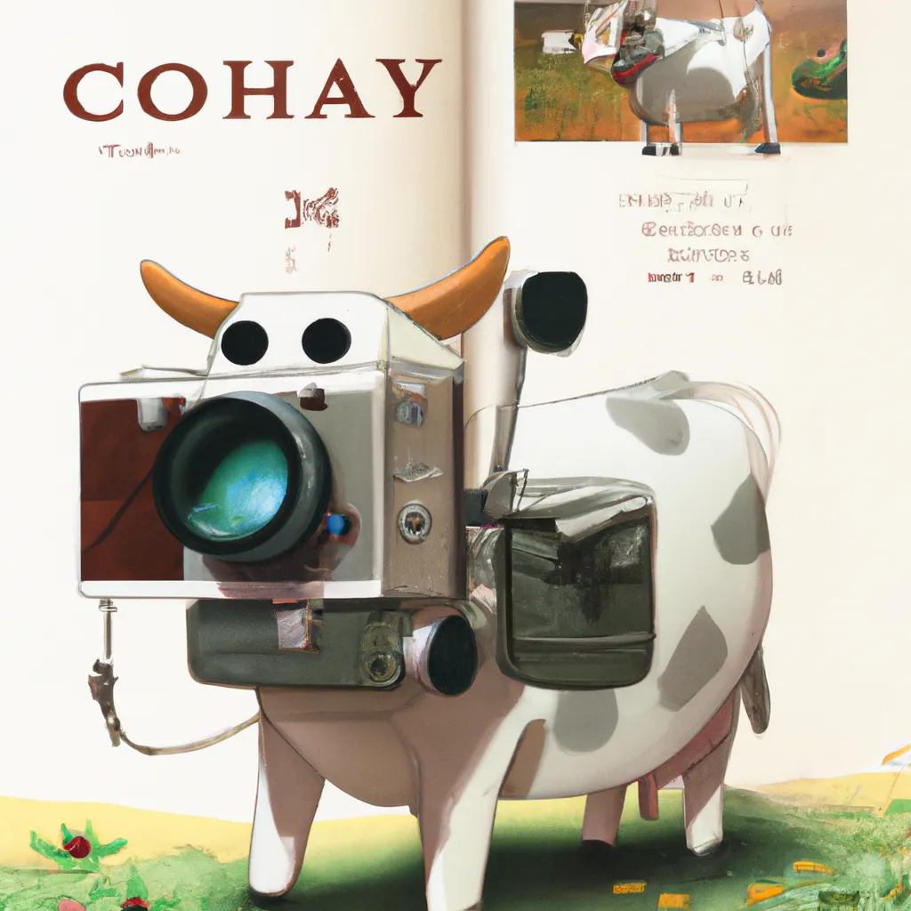cow, old camera for a head