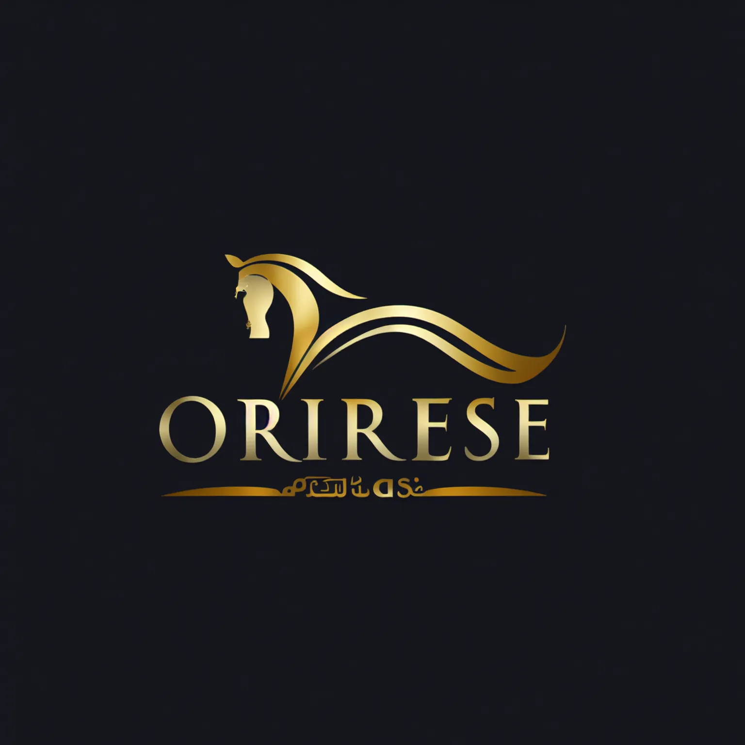 Arabian horse vector logo, golden, elegant, looks like paint brushes strokes 